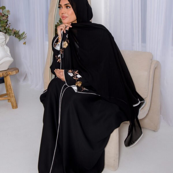 black floaral abaya 2 Zymal Abaya