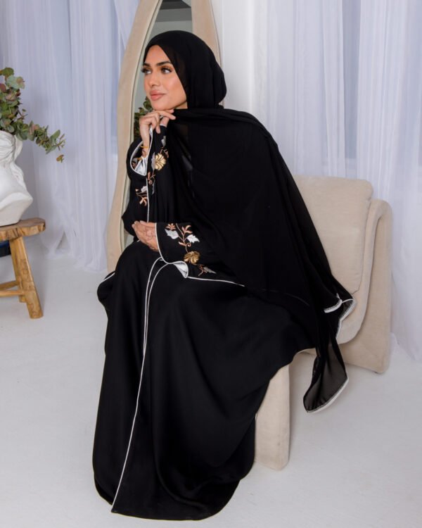 black floaral abaya 2 Zymal Abaya