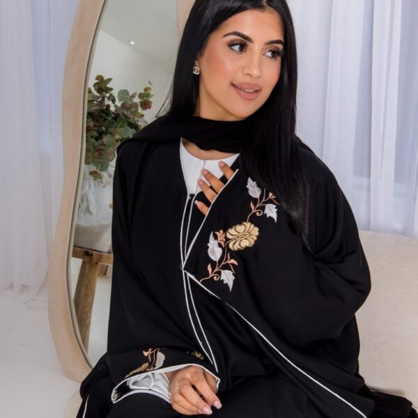black floral abaya Zymal Abaya