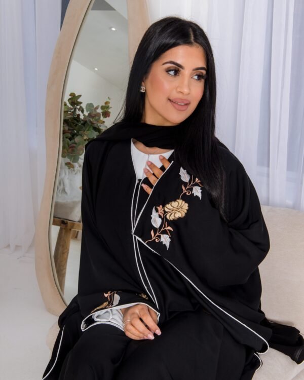 black floral abaya Zymal Abaya
